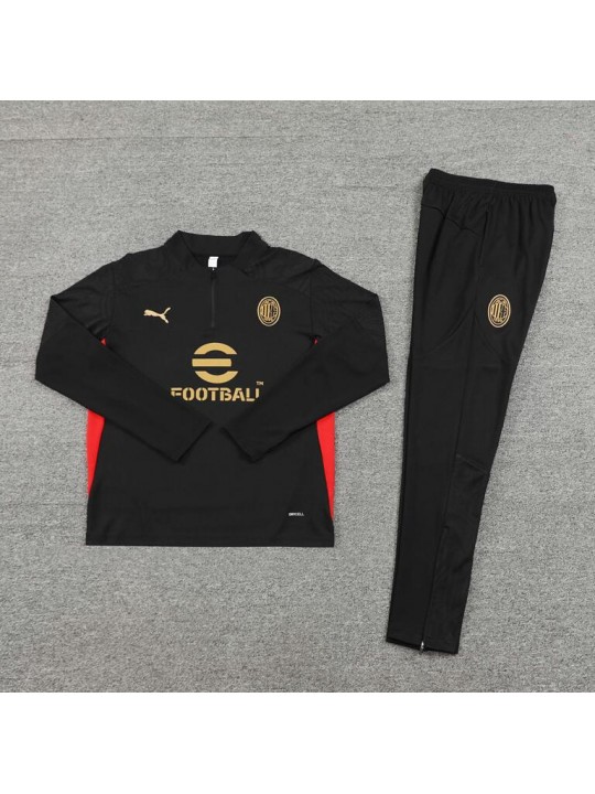 Chandal Entrenamiento AC Milan (Hombre/Niño) Negro 24/25 + Pantalones