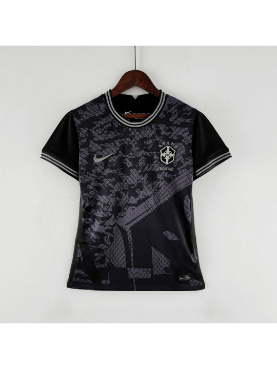 Camiseta Brasil 2022 Negro Mujer