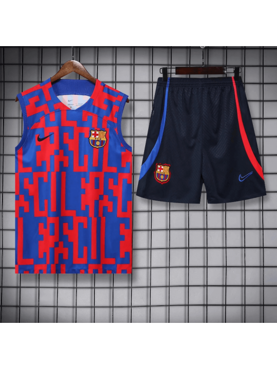 Camiseta De Fútbol Sin Mangas Barcelona 22/23 ROJA Y AZUL + Pantalones