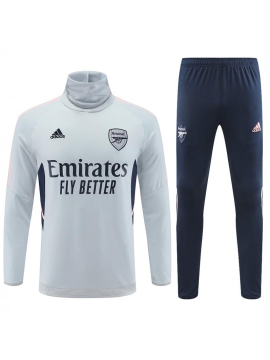 Sudadera Entrenamiento FC Arsenal Gris Claro Cuello alto 22/23 Niño