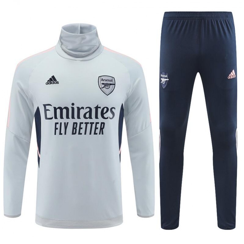 Sudadera Entrenamiento FC Arsenal Gris Claro Cuello alto 22/23 Niño