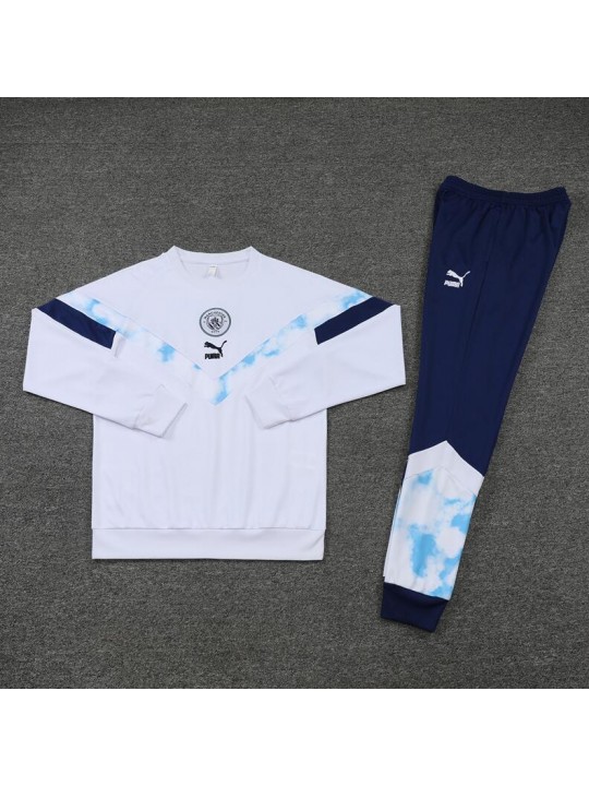 Sudadera Entrenamiento FC Manchester City Blanco 22/23 Niño