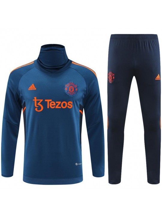 Sudadera Entrenamiento FC Manchester Unido Azul 22/23 Niño