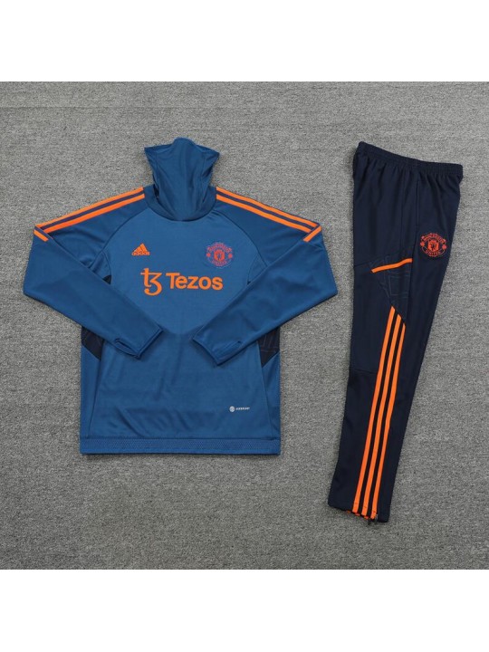 Sudadera Entrenamiento FC Manchester Unido Azul 22/23 Niño