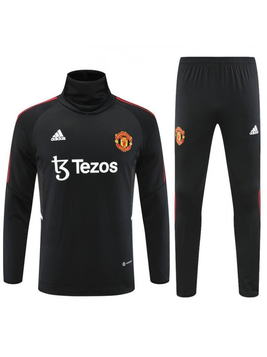 Sudadera Entrenamiento FC Manchester Unido Negro 22/23 Niño