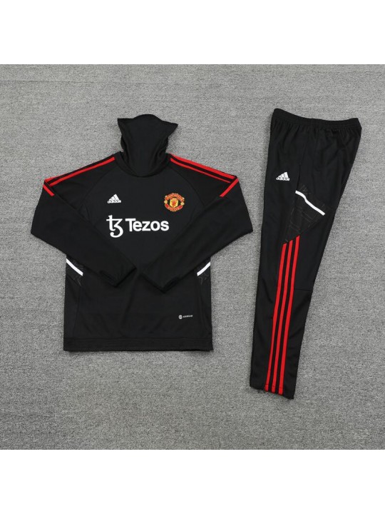 Sudadera Entrenamiento FC Manchester Unido Negro 22/23 Niño