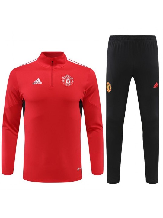 Sudadera Entrenamiento FC Manchester Unido Rojo 22/23 Niño