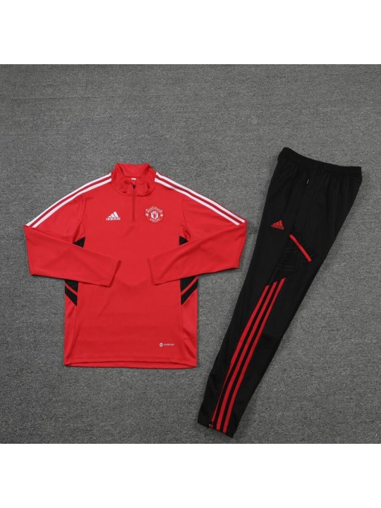 Sudadera Entrenamiento FC Manchester Unido Rojo 22/23 Niño