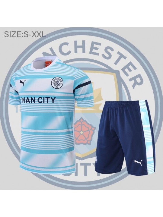 Camiseta 22/23 Manchester City Conmemorativa Blanca Azul